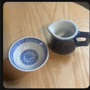 Blue and White Ceramic Bowl and Pitcher Set-Mini